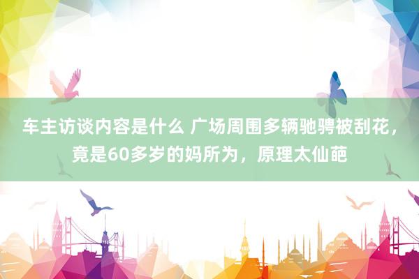 车主访谈内容是什么 广场周围多辆驰骋被刮花，竟是60多岁的妈所为，原理太仙葩