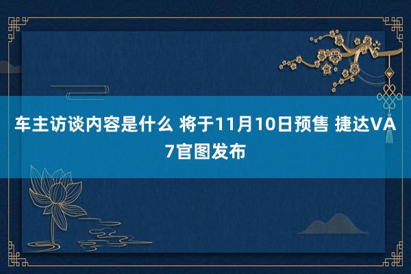 车主访谈内容是什么 将于11月10日预售 捷达VA7官图发布