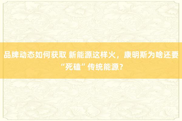 品牌动态如何获取 新能源这样火，康明斯为啥还要“死磕”传统能源？