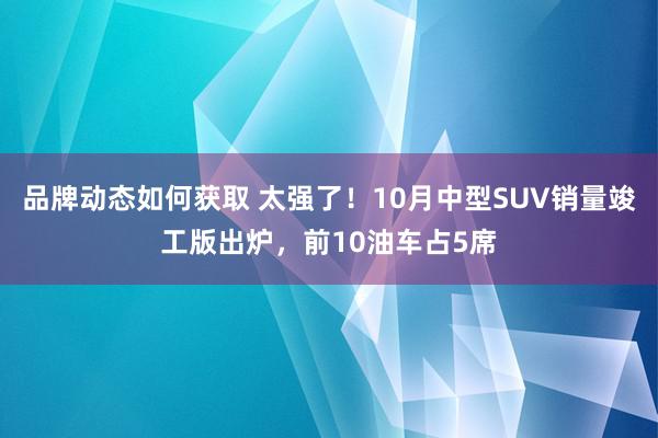 品牌动态如何获取 太强了！10月中型SUV销量竣工版出炉，前10油车占5席