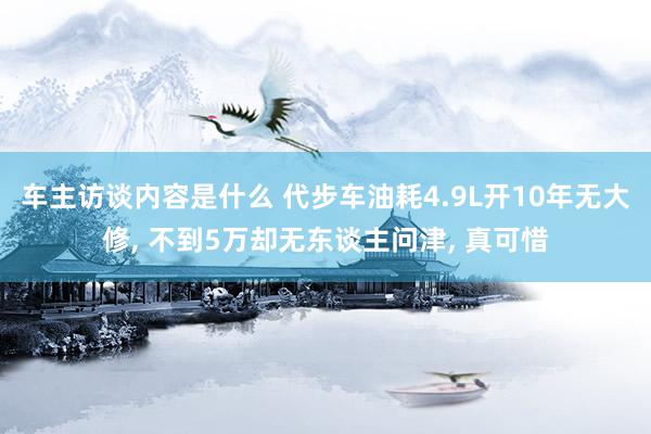 车主访谈内容是什么 代步车油耗4.9L开10年无大修, 不到5万却无东谈主问津, 真可惜