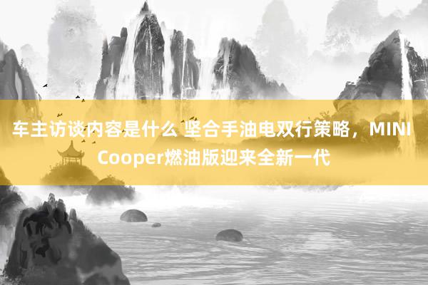 车主访谈内容是什么 坚合手油电双行策略，MINI Cooper燃油版迎来全新一代