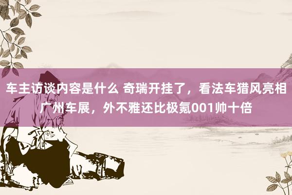 车主访谈内容是什么 奇瑞开挂了，看法车猎风亮相广州车展，外不雅还比极氪001帅十倍