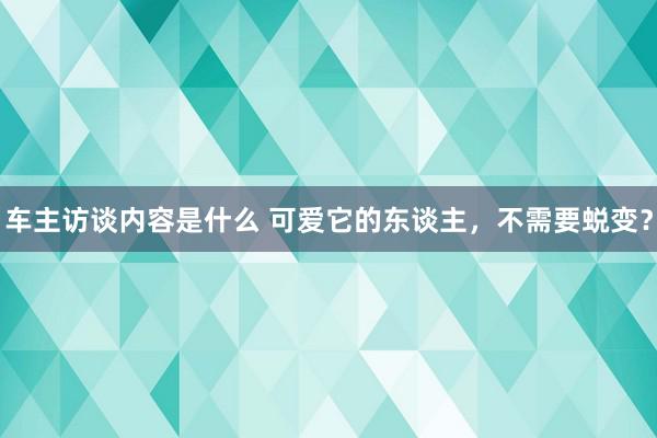 车主访谈内容是什么 可爱它的东谈主，不需要蜕变？