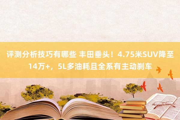 评测分析技巧有哪些 丰田垂头！4.75米SUV降至14万+，5L多油耗且全系有主动刹车