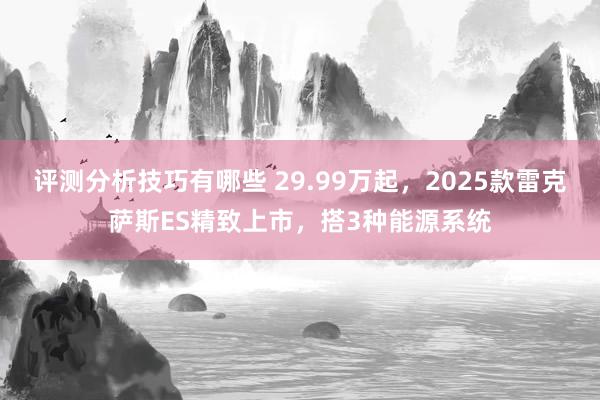 评测分析技巧有哪些 29.99万起，2025款雷克萨斯ES精致上市，搭3种能源系统