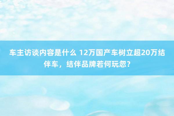 车主访谈内容是什么 12万国产车树立超20万结伴车，结伴品牌若何玩忽？