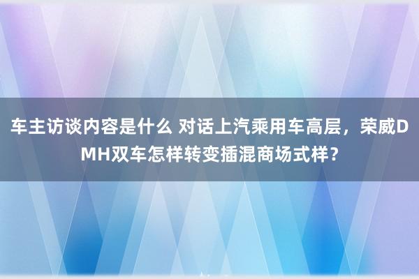 车主访谈内容是什么 对话上汽乘用车高层，荣威DMH双车怎样转变插混商场式样？