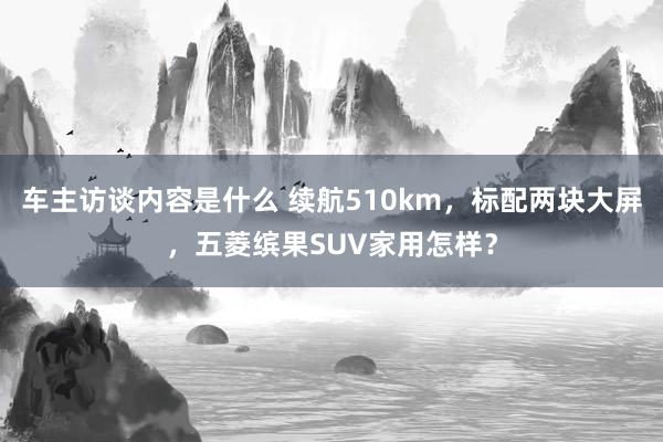 车主访谈内容是什么 续航510km，标配两块大屏，五菱缤果SUV家用怎样？