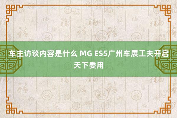 车主访谈内容是什么 MG ES5广州车展工夫开启天下委用