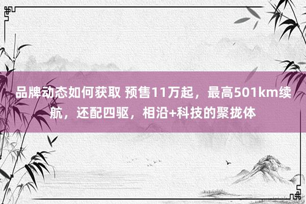 品牌动态如何获取 预售11万起，最高501km续航，还配四驱，相沿+科技的聚拢体