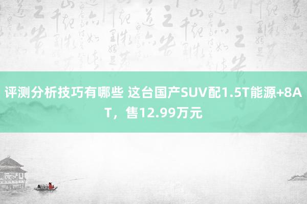 评测分析技巧有哪些 这台国产SUV配1.5T能源+8AT，售12.99万元