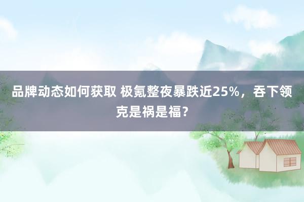 品牌动态如何获取 极氪整夜暴跌近25%，吞下领克是祸是福？