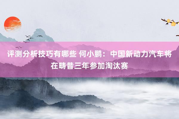 评测分析技巧有哪些 何小鹏：中国新动力汽车将在畴昔三年参加淘汰赛