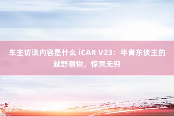 车主访谈内容是什么 iCAR V23：年青东谈主的越野潮物，惊喜无穷