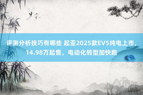 评测分析技巧有哪些 起亚2025款EV5纯电上市，14.98万起售，电动化转型加快跑