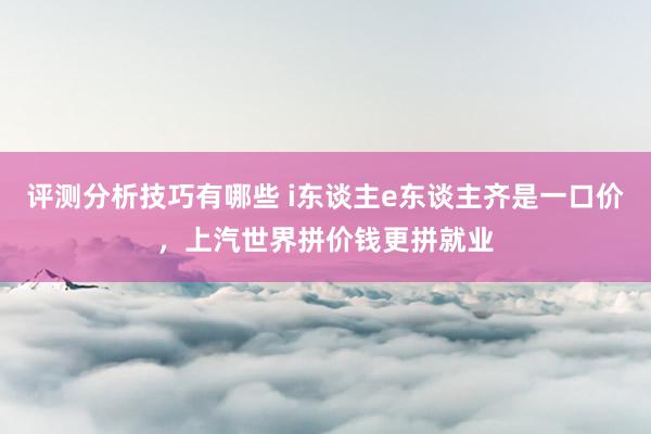 评测分析技巧有哪些 i东谈主e东谈主齐是一口价，上汽世界拼价钱更拼就业