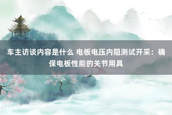 车主访谈内容是什么 电板电压内阻测试开采：确保电板性能的关节用具