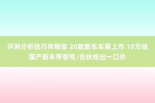 评测分析技巧有哪些 20款新车车展上市 10万级国产新车带智驾/合伙给出一口价