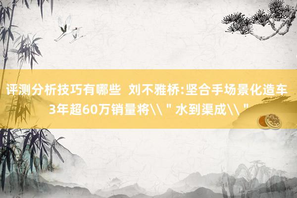 评测分析技巧有哪些  刘不雅桥:坚合手场景化造车 3年超60万销量将\＂水到渠成\＂