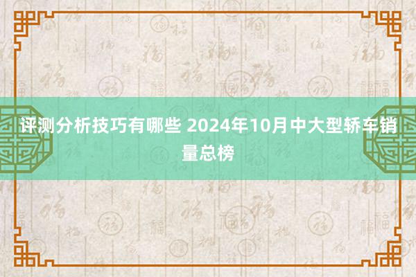 评测分析技巧有哪些 2024年10月中大型轿车销量总榜