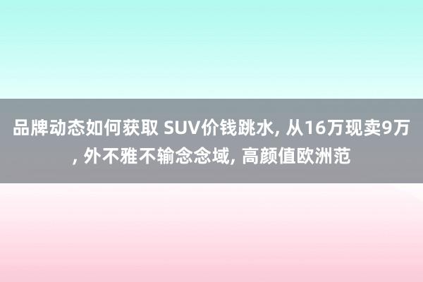 品牌动态如何获取 SUV价钱跳水, 从16万现卖9万, 外不雅不输念念域, 高颜值欧洲范