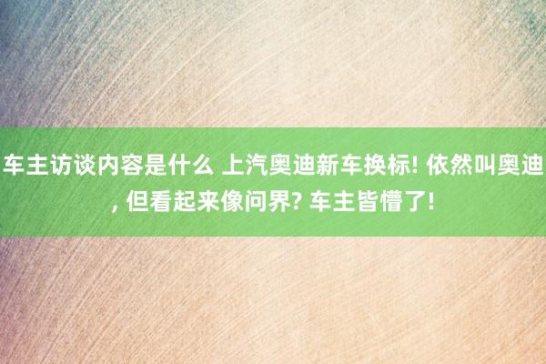 车主访谈内容是什么 上汽奥迪新车换标! 依然叫奥迪, 但看起来像问界? 车主皆懵了!