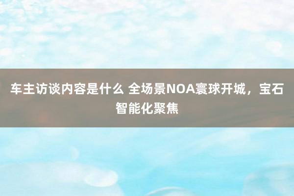 车主访谈内容是什么 全场景NOA寰球开城，宝石智能化聚焦