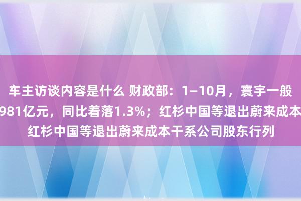 车主访谈内容是什么 财政部：1—10月，寰宇一般行家预算收入184981亿元，同比着落1.3%；红杉中国等退出蔚来成本干系公司股东行列