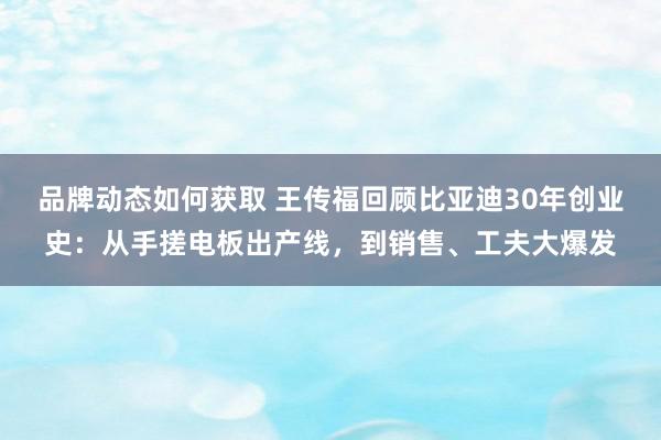 品牌动态如何获取 王传福回顾比亚迪30年创业史：从手搓电板出产线，到销售、工夫大爆发