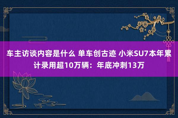 车主访谈内容是什么 单车创古迹 小米SU7本年累计录用超10万辆：年底冲刺13万