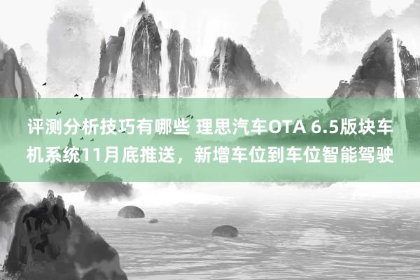 评测分析技巧有哪些 理思汽车OTA 6.5版块车机系统11月底推送，新增车位到车位智能驾驶