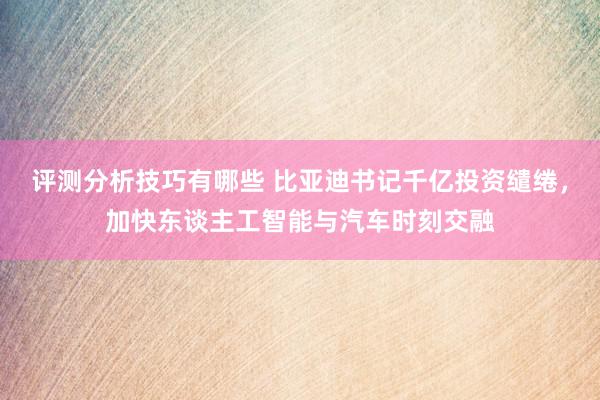 评测分析技巧有哪些 比亚迪书记千亿投资缱绻，加快东谈主工智能与汽车时刻交融