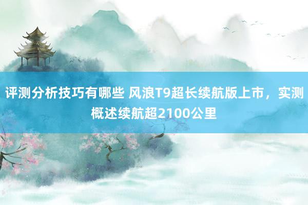 评测分析技巧有哪些 风浪T9超长续航版上市，实测概述续航超2100公里