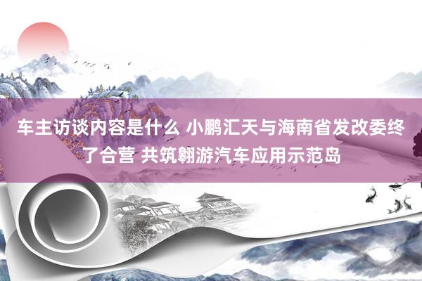 车主访谈内容是什么 小鹏汇天与海南省发改委终了合营 共筑翱游汽车应用示范岛