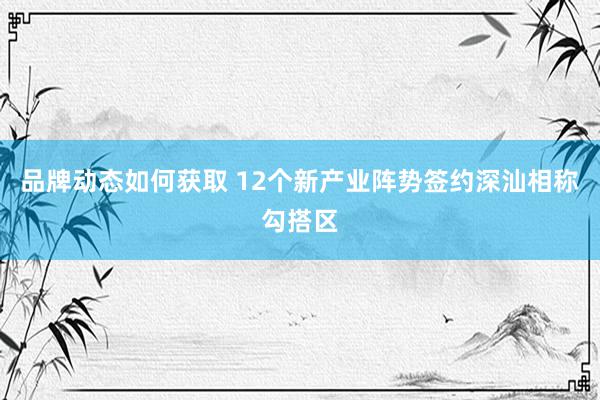 品牌动态如何获取 12个新产业阵势签约深汕相称勾搭区