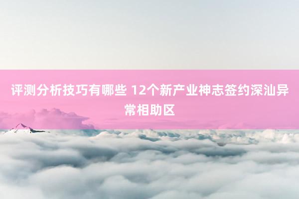 评测分析技巧有哪些 12个新产业神志签约深汕异常相助区