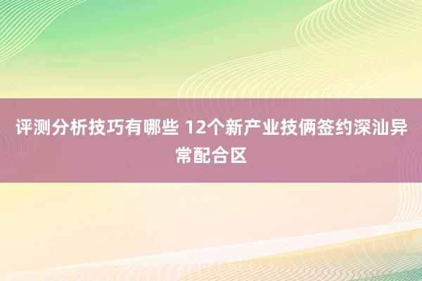 评测分析技巧有哪些 12个新产业技俩签约深汕异常配合区