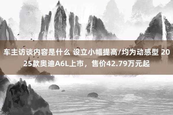 车主访谈内容是什么 设立小幅提高/均为动感型 2025款奥迪A6L上市，售价42.79万元起