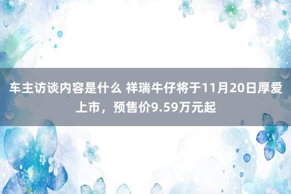 车主访谈内容是什么 祥瑞牛仔将于11月20日厚爱上市，预售价9.59万元起