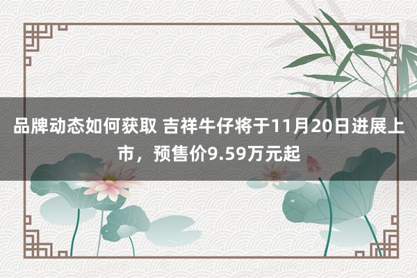 品牌动态如何获取 吉祥牛仔将于11月20日进展上市，预售价9.59万元起